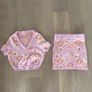 TWO PIECE KNIT FLORAL SET